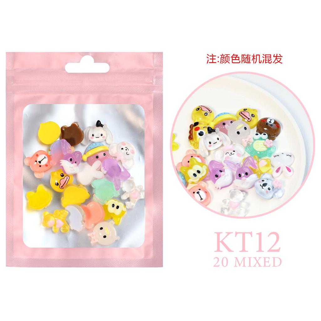 Nail Art Resin Cartoon Jewelry With The Same Mixed Mini Cartoon, Little Soft And Cute Girl Heart Cartoon 20 Pcs