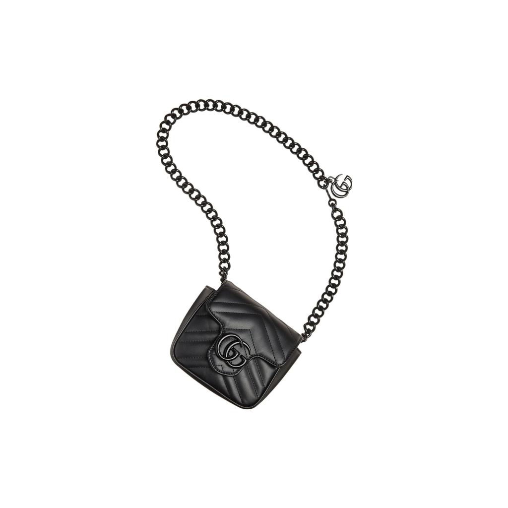 Gucci GG Marmont Series Double G Logo Quilted Leather Waist Bag Women waist bag Black 739599-UM8KV-1000