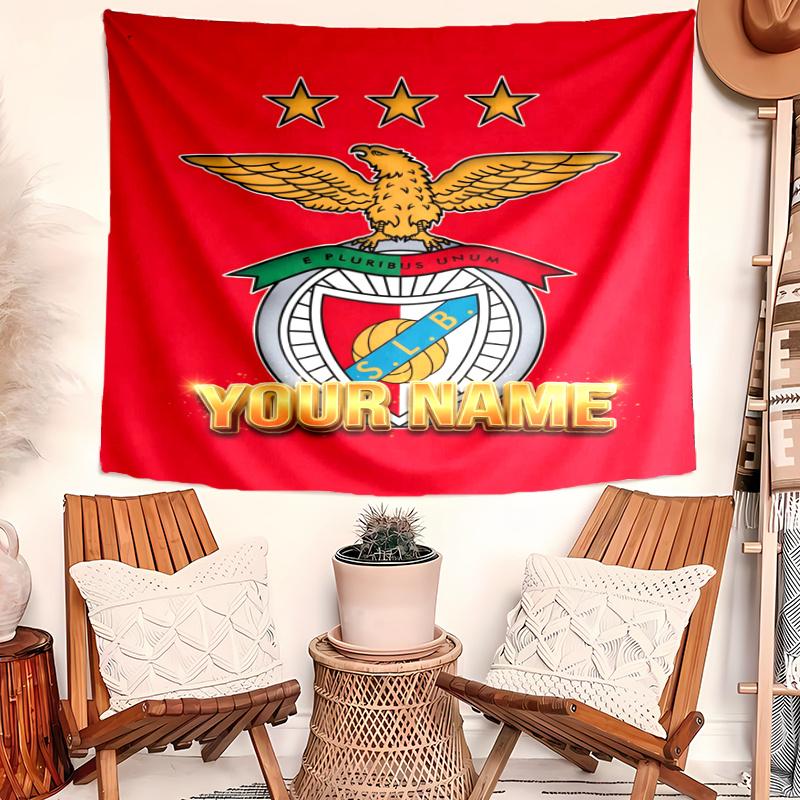 Personalized Name B-Benfica Tapestry, Wall Hanging Tapestry, Pattern Tapestry for Dorm Bedroom Living Room Wall Art Photography Backdrop