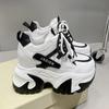 Fashion 10.5CM Women Leather Chunky Sneakers New Autumn Hidden Heels Casual Sport Dad Shoes Thick Sole Platform Breathable Sneaker Woman