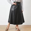 Весенняя женская мода из искусственной кожи, большая длинная юбка с высокой талией, плиссированные однотонные повседневные свободные макси-юбки с высокой талией, большие размеры Celmia FZH