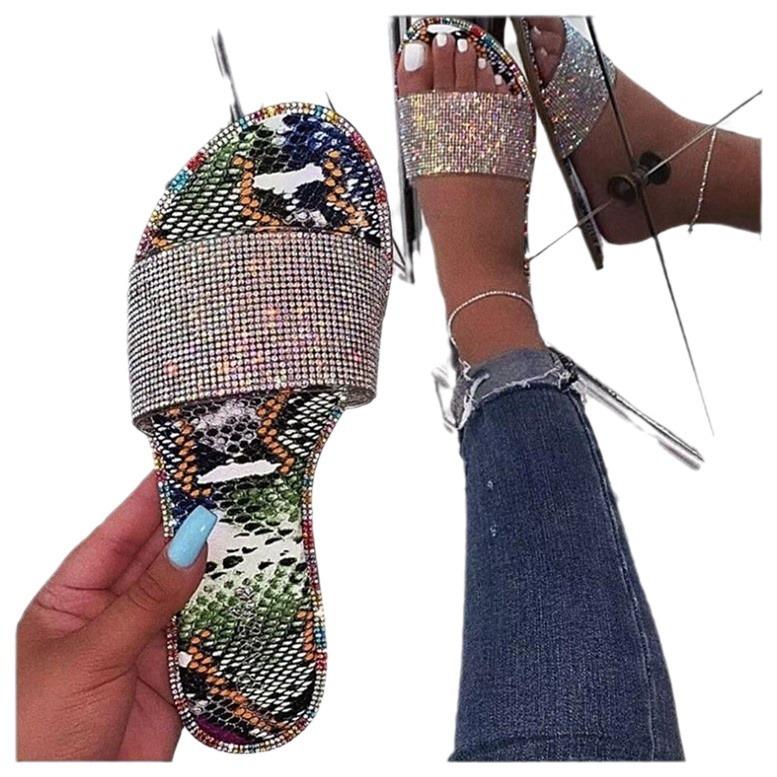 42 большой размер 43 стразы крутые тапочки женские шлепанцы женские сандалии лето новые тапочки wshi