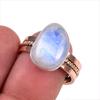 Natural Rainbow Moonstone Gemstone 925 Sterling Silver Two Tone Ring Size 8 G6w61