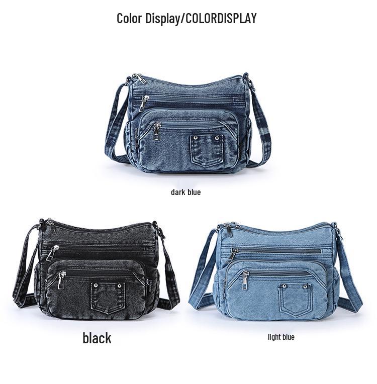Women's Versatile Crossbody Bag: Multi-pocket Casual Denim for Commuting