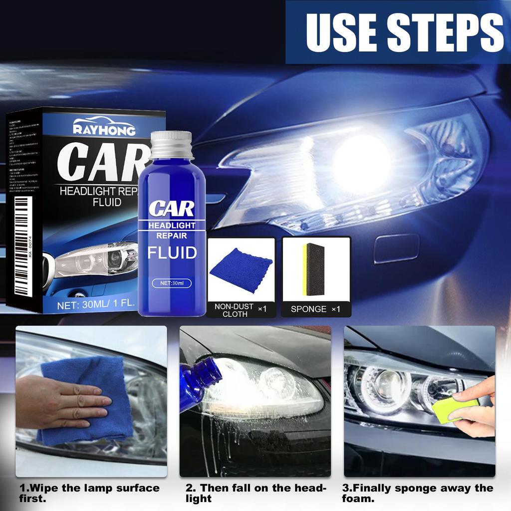 Rayhong Headlight Renovation and Repair Agent (10ml Set), Car Headlight Restoration Agent, Headlight Polishing and Repair Liquid 1 Set