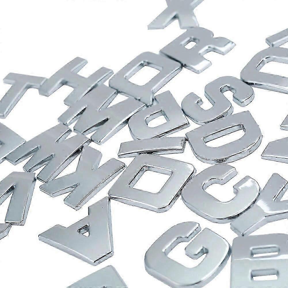 3D Metal Alphabet Silver Badge Chrome Silver Letters Numbers Logo Car Stickers Automobiles Car Accessories Stickers Decoration
