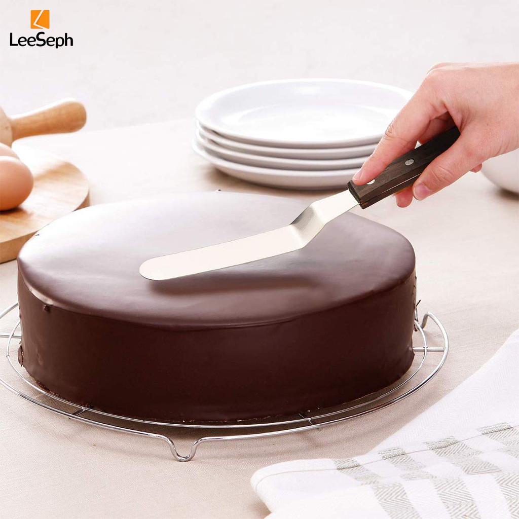 Icing Spatula, Stainless Steel Offset Cake Spatula with Wood Handle, Cake Decorating Spatula for Icing Cakes, Cheese, Pizzas