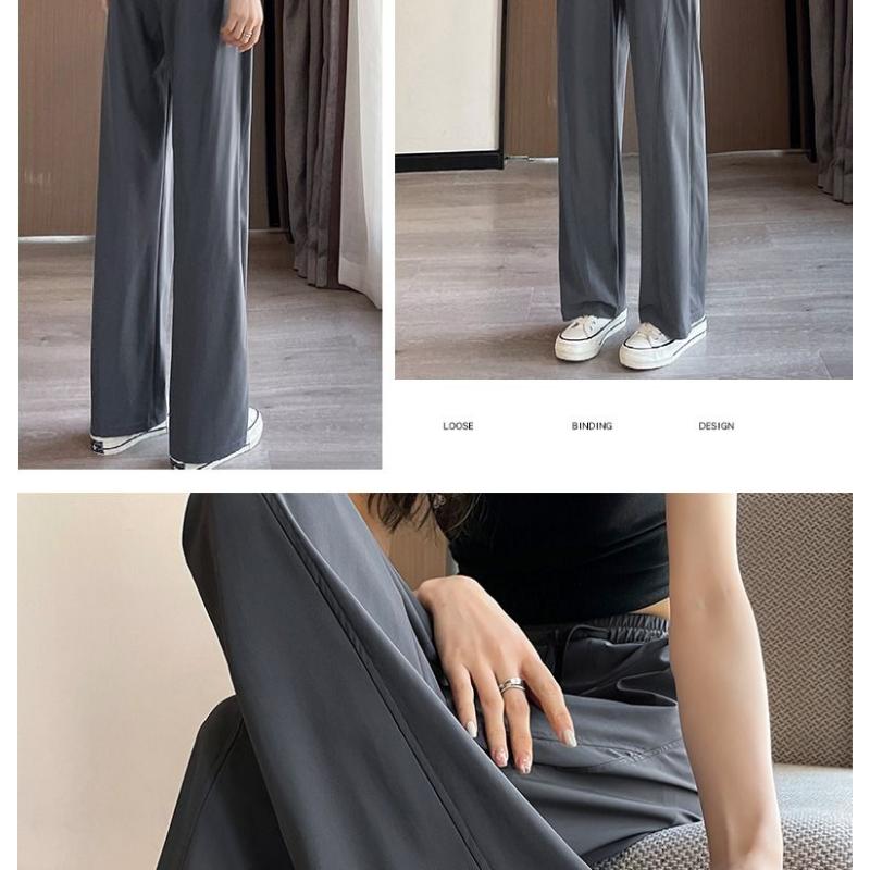Wide-legged Pants Women's Summer Thin Section Sun Protection Casual Pants Ice Silk Sports Straight High Waist Draped Quick Dry Pants