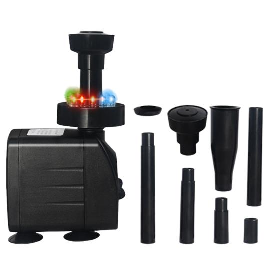 Fountain Pump with LED Light 12 Lamp Beads Strong Suction Cup Hydroponics Garden Pond Fish Tank Aquarium Pump