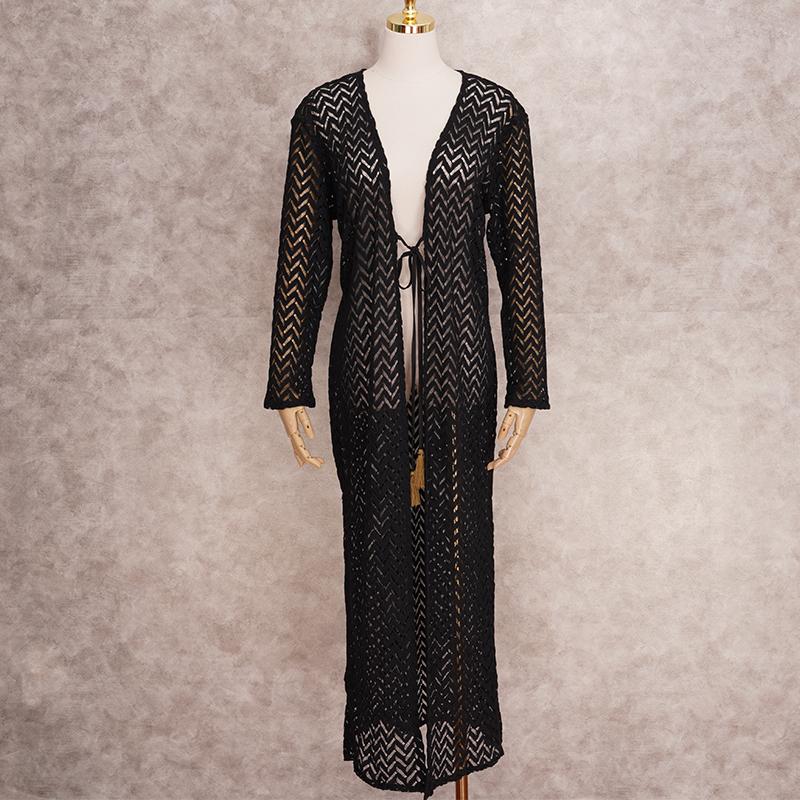Sexy Black Bikini Cover-ups Chiffon Tunic Long Kimono Women Summer Wrap Dress Beach Wear Swimsuit Cover Up