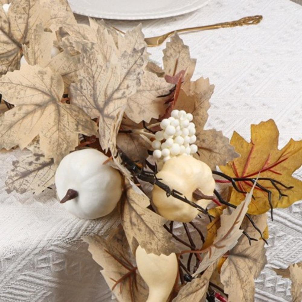 Realistic Artificial Fall Maple Leaf Vine 190cm Halloween Pumpkin Vine Fake Plants Home Decoration