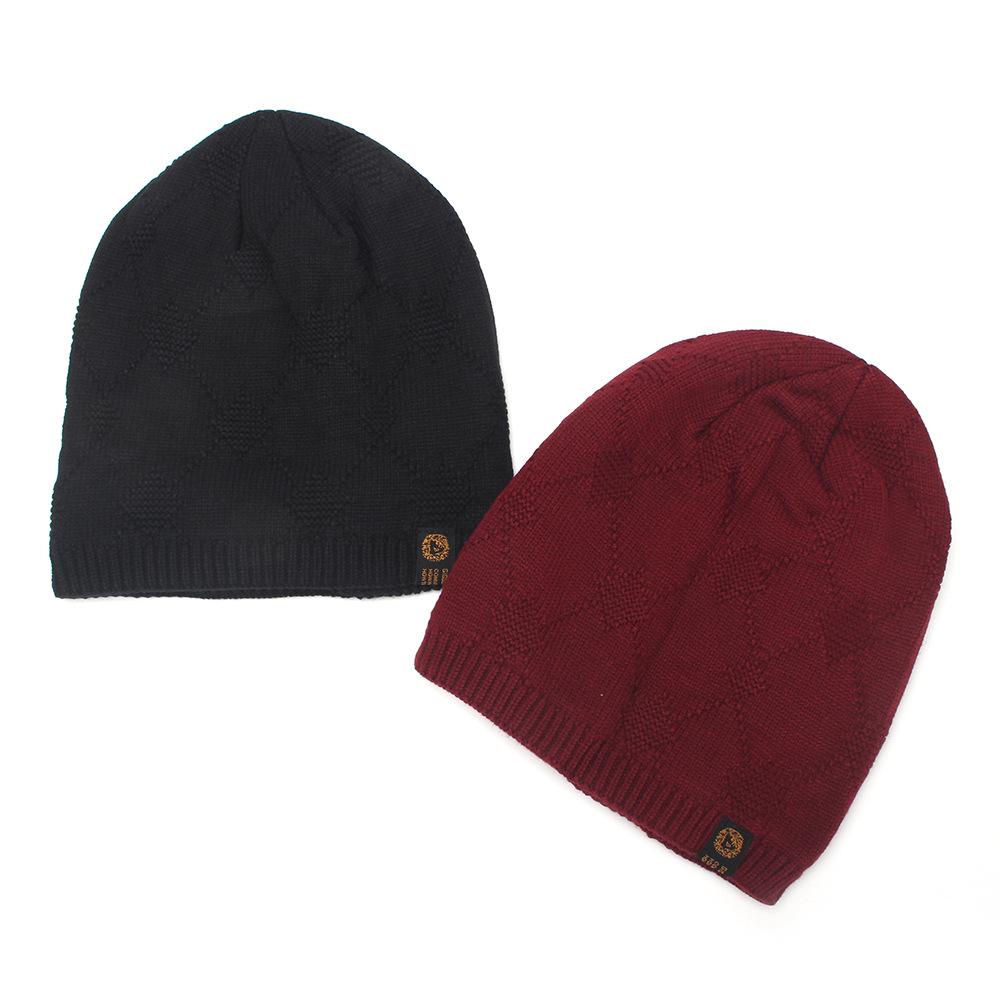 Autumn and winter new men's sewing small standard knitted hat outdoor warm windproof ear protection hat plush wool hat