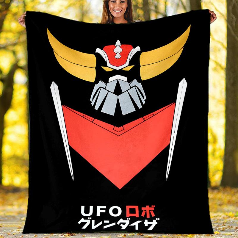1pc UFO Robot Grendizer6 Theme Blanket - Digital Print, Polyester, Cozy for All Seasons, Perfect for Outdoor, Camping, and Travel