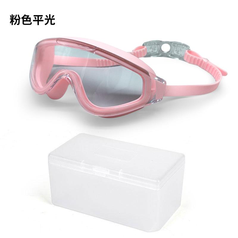 Waterproof and anti-fog large frame goggles swimming glasses earplugs one-piece adult swimming goggles