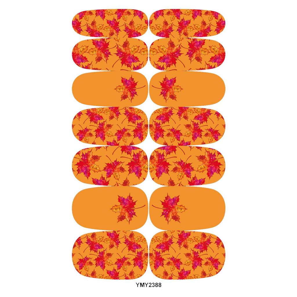 Autumn Maple Leaf & Plaid Waterproof Nail Art Stickers (YMY2380-2388)