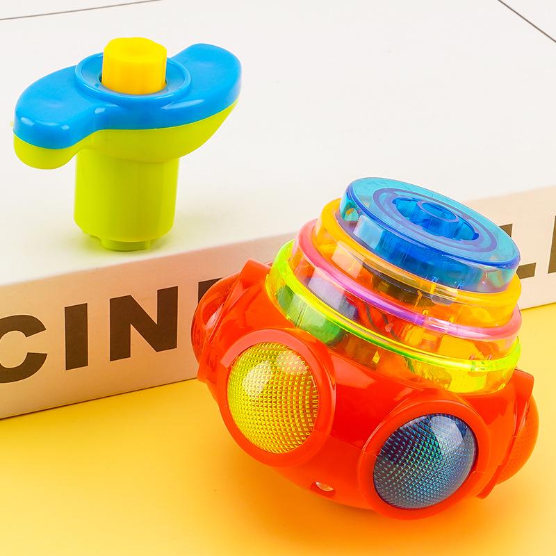 Children's Cartoon UFO Music Gyro Toy with Lights