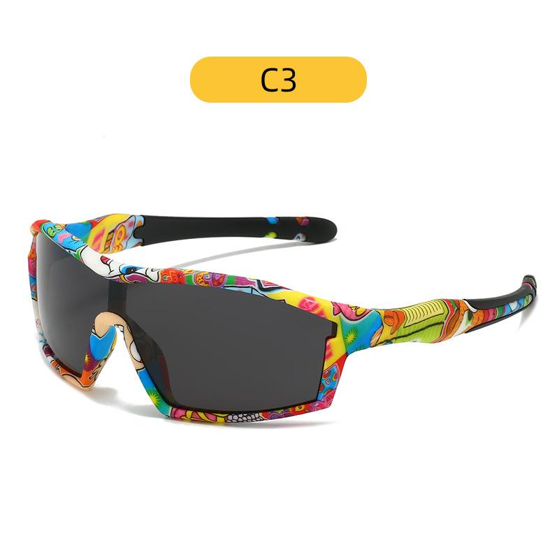Children's color sports sunglasses Boys and girls large frame integrated sunglasses Outdoor cycling sunshades