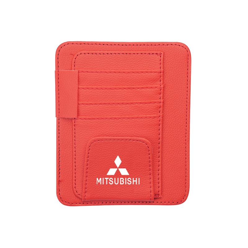 gjbf4 Car PU Leather Sun Visor Sunglasses Ticket Card Storage Bag Accessorie For Mitsubishi Lancer Galant Attrage Xpander Mirage ASX