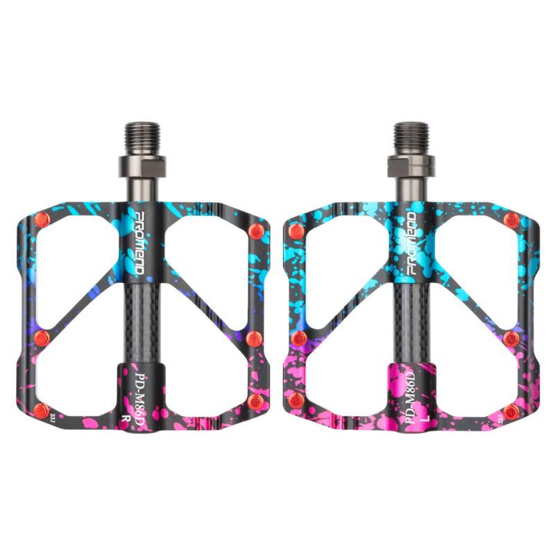 Aluminum Bicycle Pedals With Carbon Fiber Shaft 3 Sealed Bearings Mountain Road Bikes