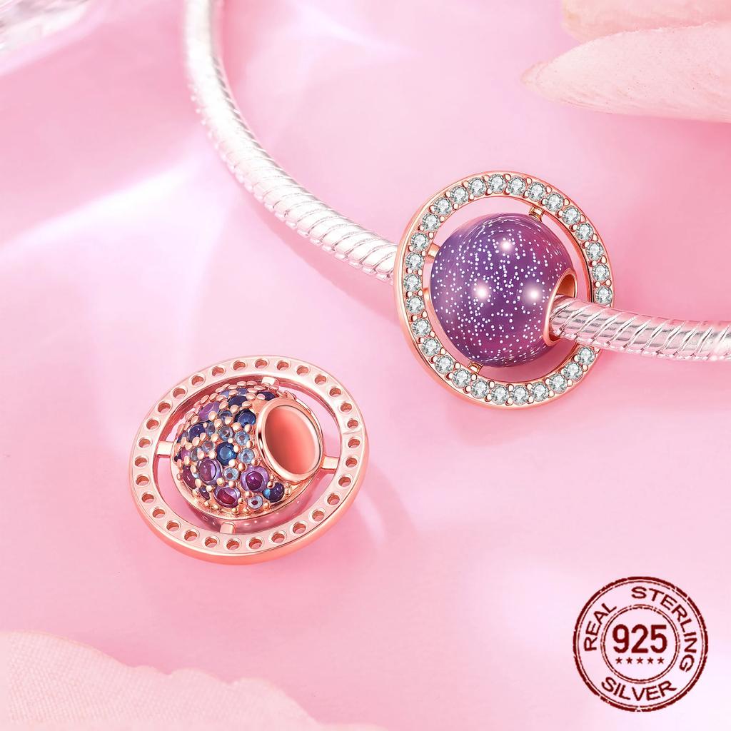 Copper Classic Purple Heart Shape Dragon Pegasus Butterfly Charms Beads Fit 3Mm Original Bracelet Diy Jewelry Gift