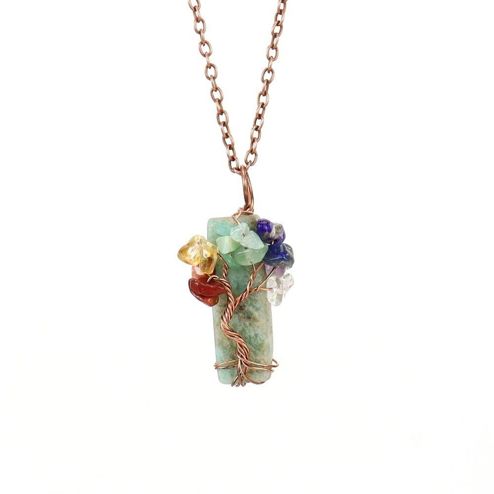Tree Of Life Design Crystal Tree Of Life Irregular Crystal Crushed Stone Pendant  Gift For Women