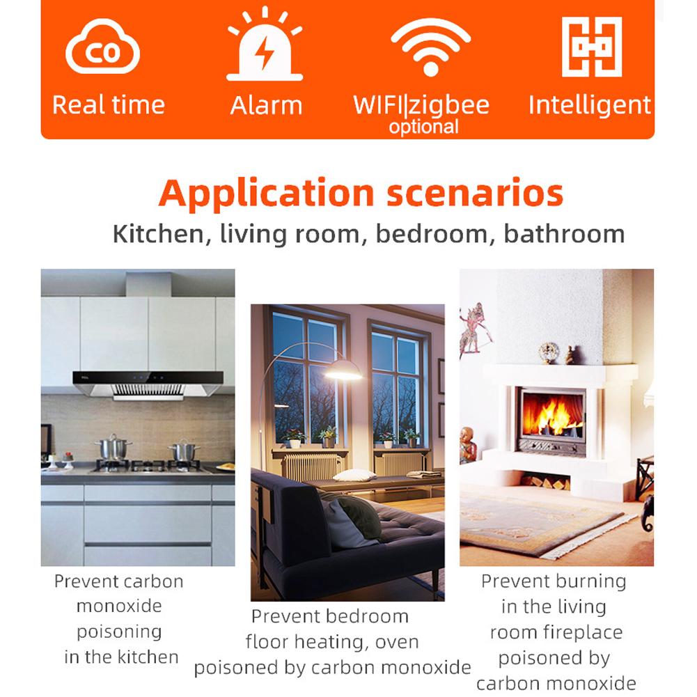 Tuya ZigBee CO Detector Portable Carbon Monoxide Tester Multifunctional Carbon Monoxide Concentration Test Meter