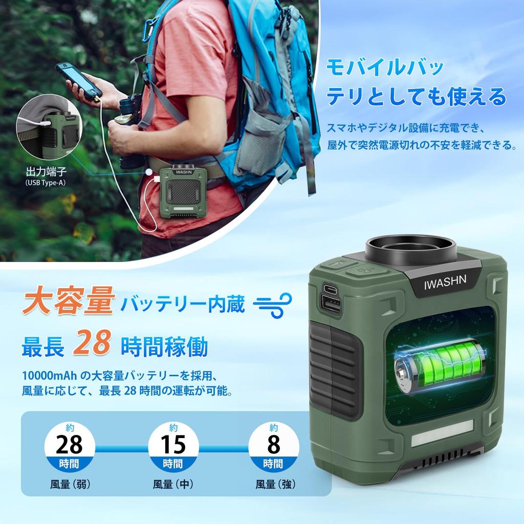 IWASHN Belt Fan A portable air conditioner that attaches inside perfect for outdoor delivery and construction Cools your - small, clothing, work,