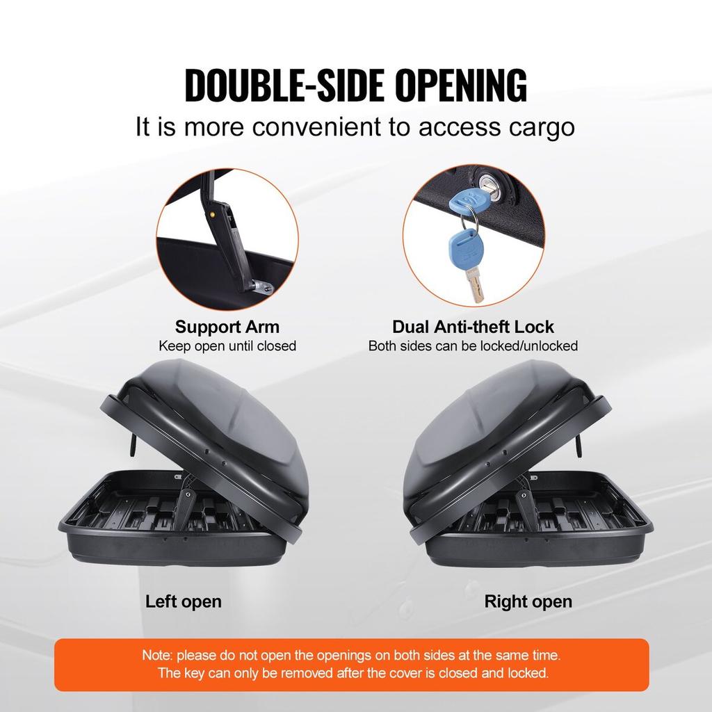 Rooftop Cargo Carrier 8 Cubic Feet Luggage Storage Box ABS for SUVs Cars