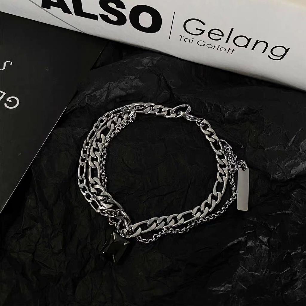 Многослойный браслет Black Diamond для мужчин Хип-хоп Титановая сталь Стыковка Высококлассное ощущение Унисекс Персональность Минималистичный стиль Мужской браслет Украшения