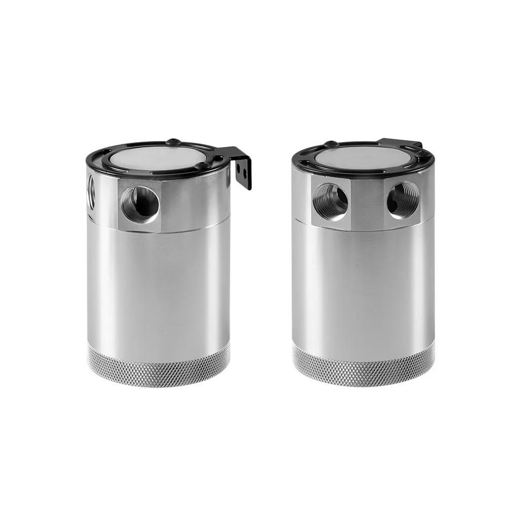 Универсальный алюминиевый маслоуловитель Компактный резервуар с перегородками на 2 отверстия, маслоуловитель, детали топливного бака, дышащий чайник с двумя отверстиями