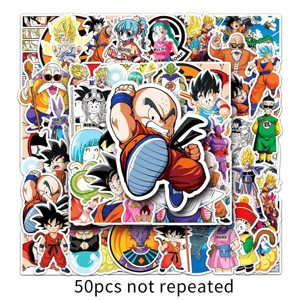 Dragon Ball 50 Pcs Waterproof Cartoon Goku Anime Stickers Decals For Luggage Travel Case Laptop Skateboard Notebook Anime Fans