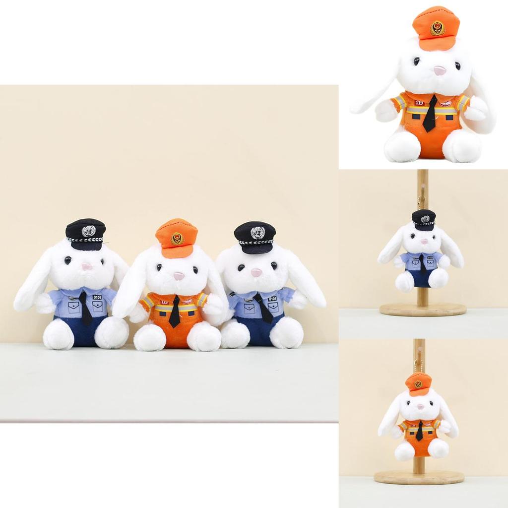 Adorable Plush Police Rabbit Keychain Soft Stuffed Animal For Kids 13cm