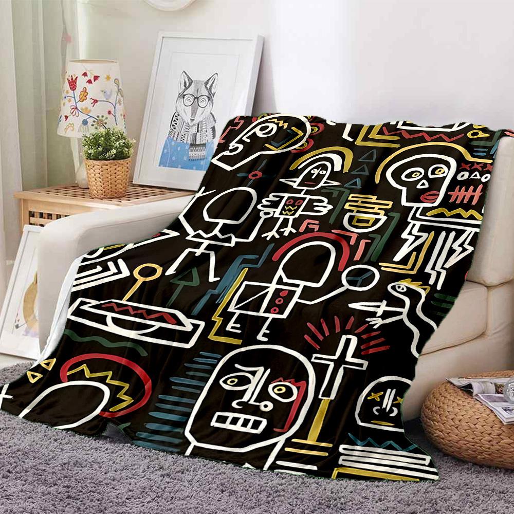 1pc Colorful Sketch Pattern Blanket Warm, Cozy, And Soft, Suitable for Sofas, Beds, Cars, And Office Use.Perfect for Camping And Travel, Making It a G