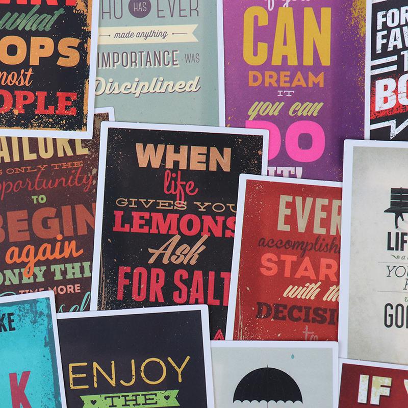 25Pcs Motivational Life Quotes Diary Stickers Skateboard Laptop Luggage Decals