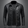 Spring Autumn Men Casual Coat, Men's, Leather Jacket, with Stand Collar