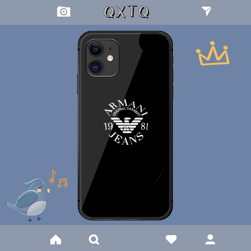 Чехол с логотипом итальянского бренда Armani для iPhone Samsung Galaxy Redmi Note S 17 16 15 14 13 20 24 25 54 Pro Max Ultra Fe с покрытием из закаленного стекла