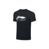 Li Ning Badminton Series Printed Letter Crew Neck Short Sleeve T-Shirt Unisex Tops Black AHST349-2