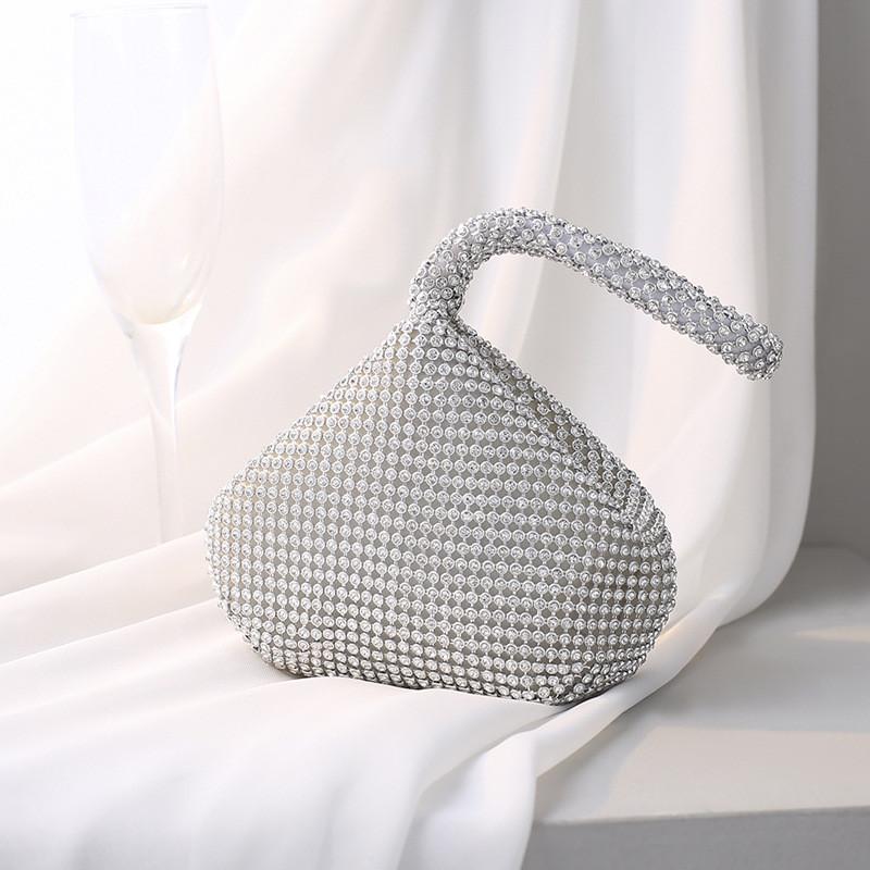Handmade Polyester Shell Shape Party Purse With Diamond Accents For Night Out