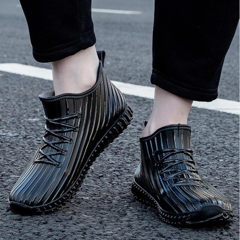 Модные летние короткие мужские туфли для поваров, кухни, кулинарии, широкие носки, мужские резиновые сапоги, водонепроницаемые и нескользящие, удобные, с резинкой