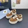 [Fanfuna] 2025 Autumn New Thick-soled Muffin Shoes Women's Versatile Small Height Increase Lace-up Fashion Sports