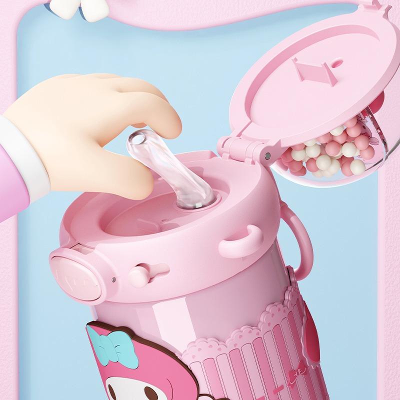 X&W Sanrio Термокружка с трубочкой Мультяшная Куроми Бутылка для питьевой воды Вакуумные фляги из нержавеющей стали с 3D креативной крышкой Подарки для детей