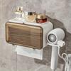 1pc Punch-free Storage Box Extractable Tissue Box Non-perforated Hair Dryer Bracket Hanging Storage Racks for Toilet Living Room
