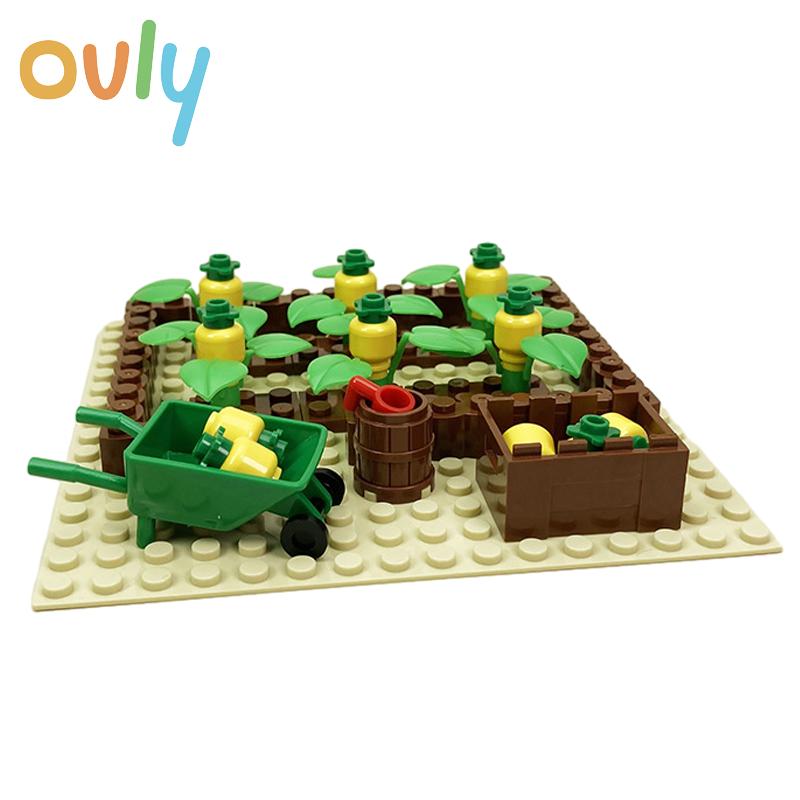 Ovly Ферма Ананас Земля MOC Овощи Фрукты Набор Деталей Тележки Сделай Сам Конструктор Детский Подарок с Инструкцией