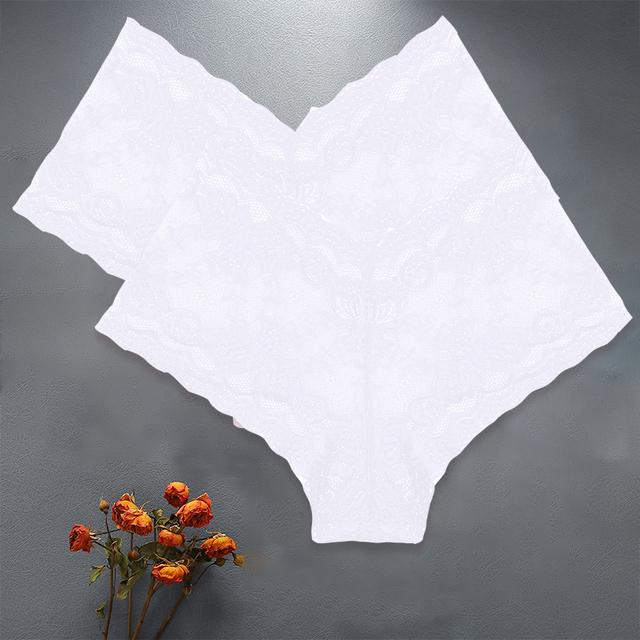 FINETOO 2PCS/Set High Waist Sexy Women Floral Lace Panties Lingerie Brief Girl Panty S-XL Underpants Female Underwear Intimates