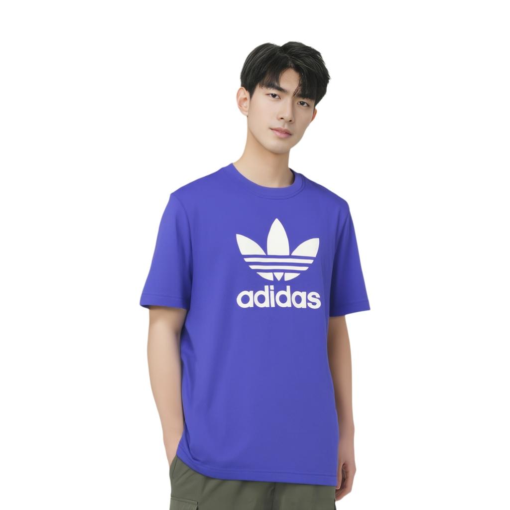 adidas Футболка Adicolor Trefoil Азиатский размер 'Фиолетовый Белый' Мужская IR7982