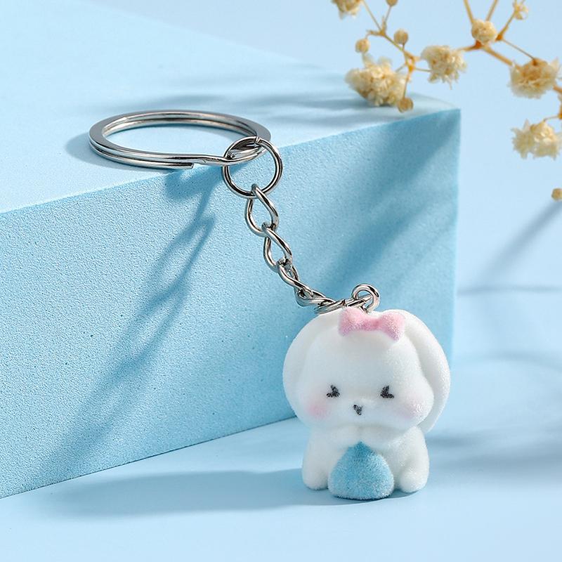 Kawaii флокированный смоляной кролик брелок мультфильм кролик телефон кулон чехол для наушников брелок рюкзак сумка декоративный автомобильный брелок