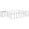VidaXL Silver Kennel 15.73 M² Steel Enclosure for Puppies Cage Dogs Outdoor 3082221