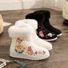 Winter Warm Ankle Boots for Women Casual Anti Slip Plush Fleece Lined Snow Boots With Side Zipper Women's Embroidered Faux Fur Lined Short Booties
