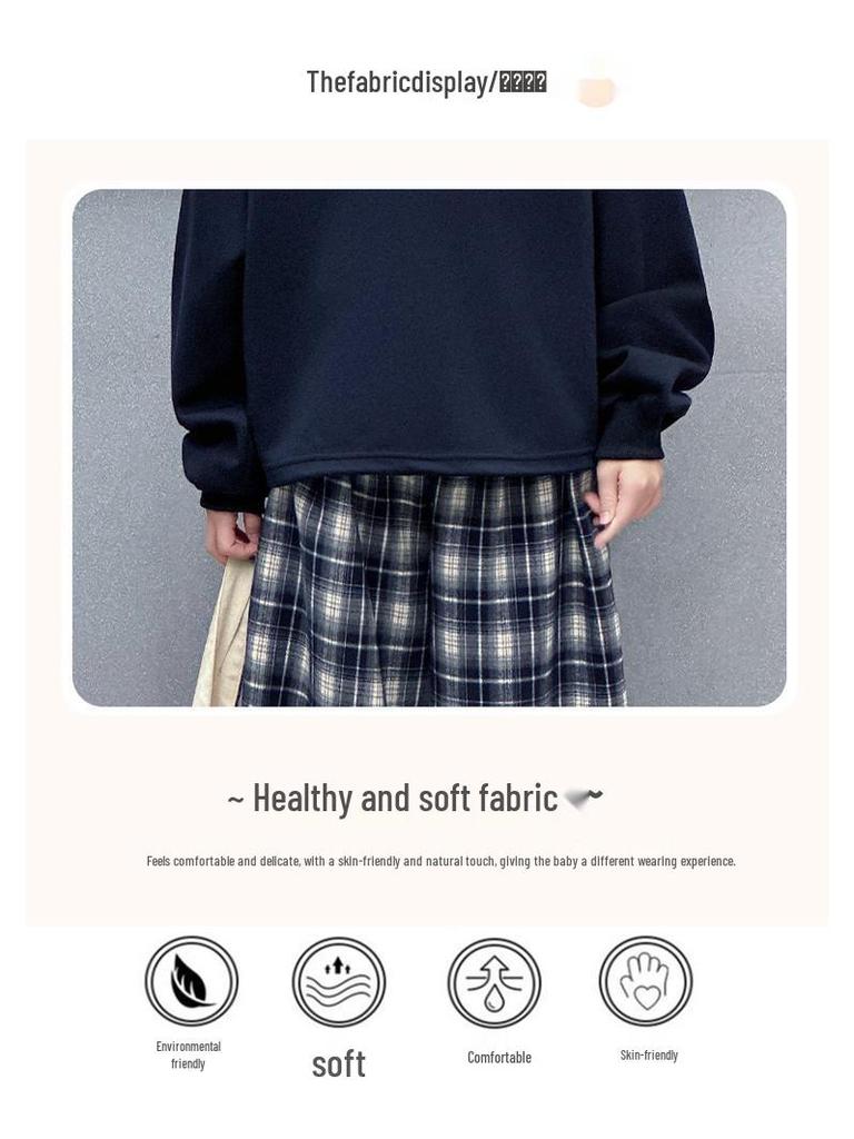 2025 New Early Autumn Girls' Turn-Down Collar Sweatshirt Set for Middle School