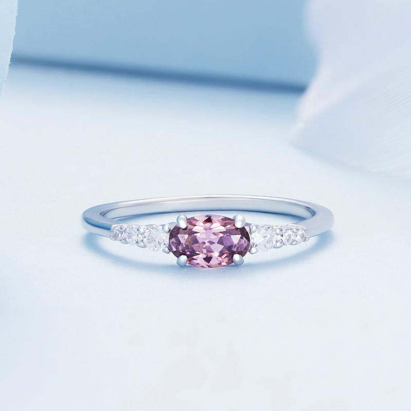 BAMOER из стерлингового серебра 925 пробы, простое кольцо с драгоценным камнем для женщин, кольцо с зеленым цирконием, ювелирные изделия, свадебный подарок на свадьбу